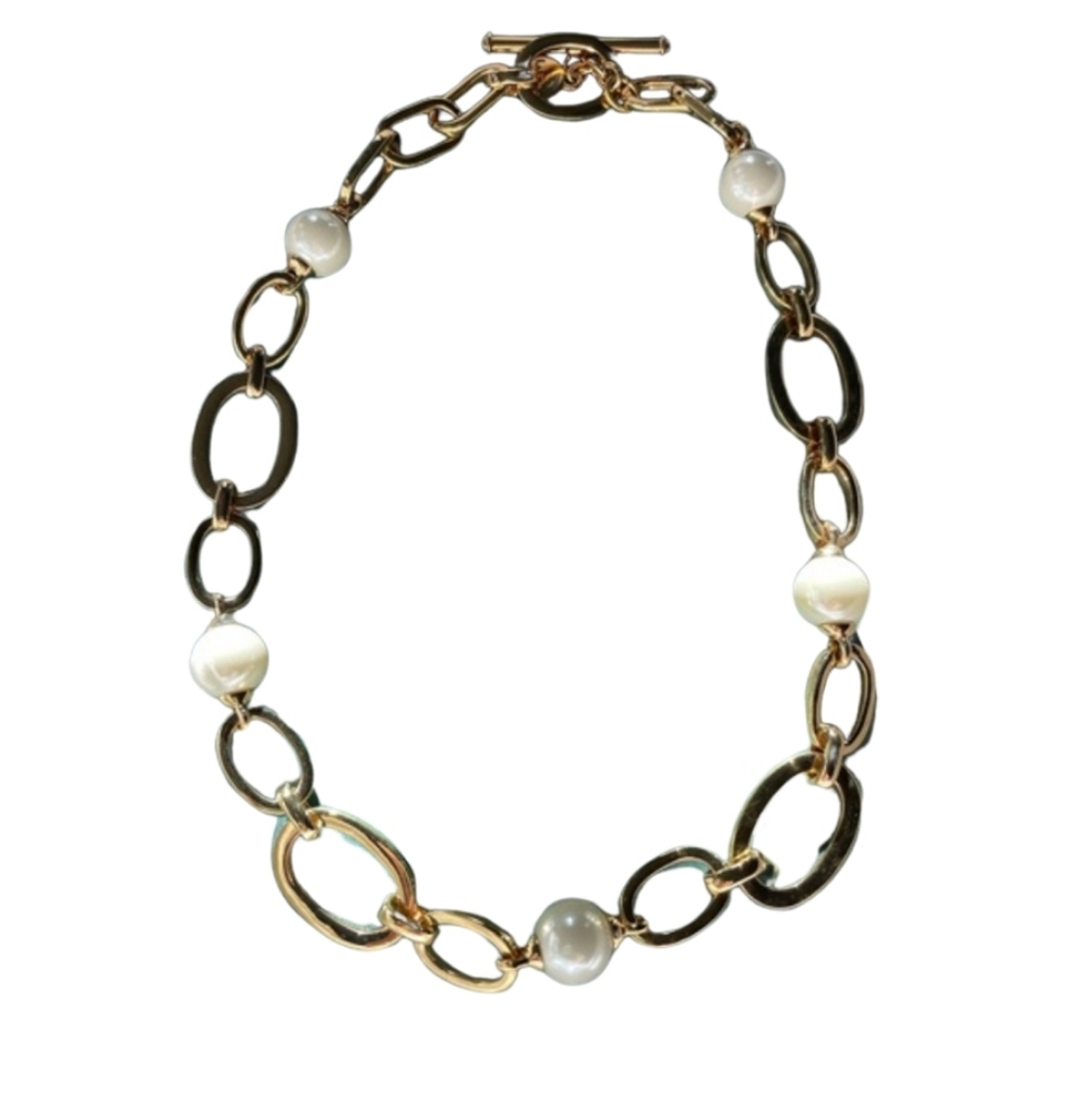 VTG Necklace Lauren Gold and Pearl with Toggle